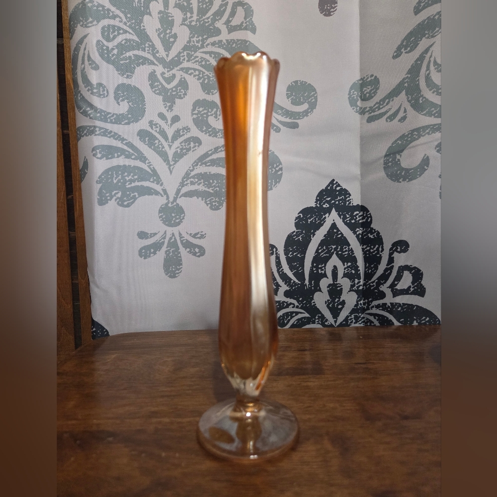 Carnival Marigold Glass Vase Vintage